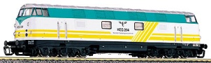 [Lokomotivy] → [Motorov] → [V 180 (BR 118)] → 02652: bl-zelen se lutmi pruhy a ernm pojezdem ″Karsdorfer-Eisenbahn-G