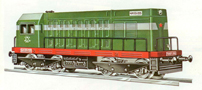 [Lokomotivy] → [Motorov] → [BR 107] → [0]2622: dieselov lokomotiva zelen s ervenm rmem a ernm pojezdem
