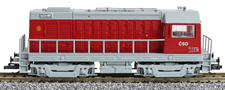 [Lokomotivy] → [Motorov] → [BR 107] → 500971: dieselov lokomotiva erven s edm rmem a podvozky