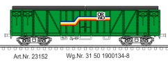 [Nkladn vozy] → [Kryt] → [4-os ostatn] → 23152: kryt nkladn vz zelen s reklamou „ORWO“