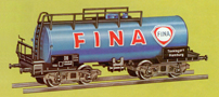 [Nkladn vozy] → [Cisternov] → [4-os s lvkou Ra] → [0]5411: kotlov vz modr s logem „FINA“