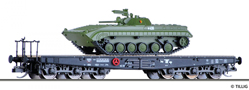 [Nkladn vozy] → [Nzkostnn] → [6-os ploinov] → 15623: ploinovch vz ern s nkladem obrnnho vozidla BMP-1 „NVA“