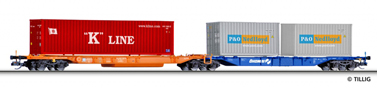 [Nkladn vozy] → [Nzkostnn] → [6-os Kombiwaggon] → 18004: modr-oranov „kombi“ se temi kontejnery