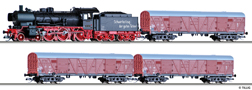 [Soupravy] → [S lokomotivou] → 01441 E: set parn lokomotivy BR 38 a t nkladnch krytch voz