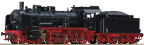 [Lokomotivy] → [Parn] → [BR 38] → 36061: parn lokomotiva ern s kouovmi plechy, erven pojezd