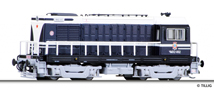 [Lokomotivy] → [Motorov] → [BR 107] → 04628: dieselov lokomotiva tmav modr-svtle ed, ern rm a ed pojezd
