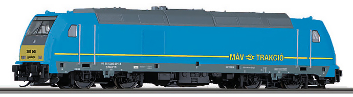 dieselová lokomotiva „TRAXX“ modrá s šedou střechou BR 285