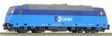 dieselová lokomotiva v barevném schematu „ČD Cargo“, typ 762