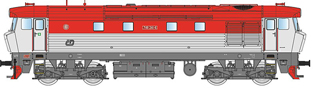 [Lokomotivy] → [Motorov] → [T478.1 „Bardotka”] → 33412B: dieselov lokomotiva erven-bl s ernm rmem a pojezdem