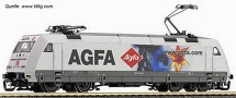 [Lokomotivy] → [Elektrick] → [BR 101] → 501125: elektrick lokomotiva bl s edm rmem a reklamnm potiskem „AGFA“