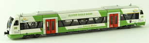 [Lokomotivy] → [Motorov vozy a jednotky] → [RS1 Regio Shuttle] → 33522: motorov vz v barevnm schematu „Elster-Saale-Bahn“ a se znakem msta Zeitz