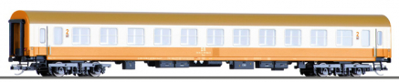 rychlíkový vůz oranžový-slonová kost s olivovou střechou 2. tř., typ Bcm
