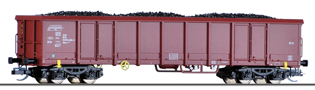 vysokostěnný nákladní vůz červenohnědý s nákladem uhlí, typ Eanos-x