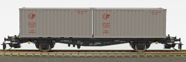 černý plošinový se dvěma šedými kontejnery, typ Lgjs