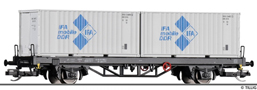 [Nkladn vozy] → [Nzkostnn] → [2-os kontejnerov Lgs 579] → 502271: ploinov vz ern s nkladem 2x20′ kontejneru „IFA“