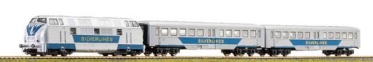 [Soupravy] → [S lokomotivou] → 500725: set dieselov lokomotivy BR 221 a dvou voz E5 ″Silverlines″
