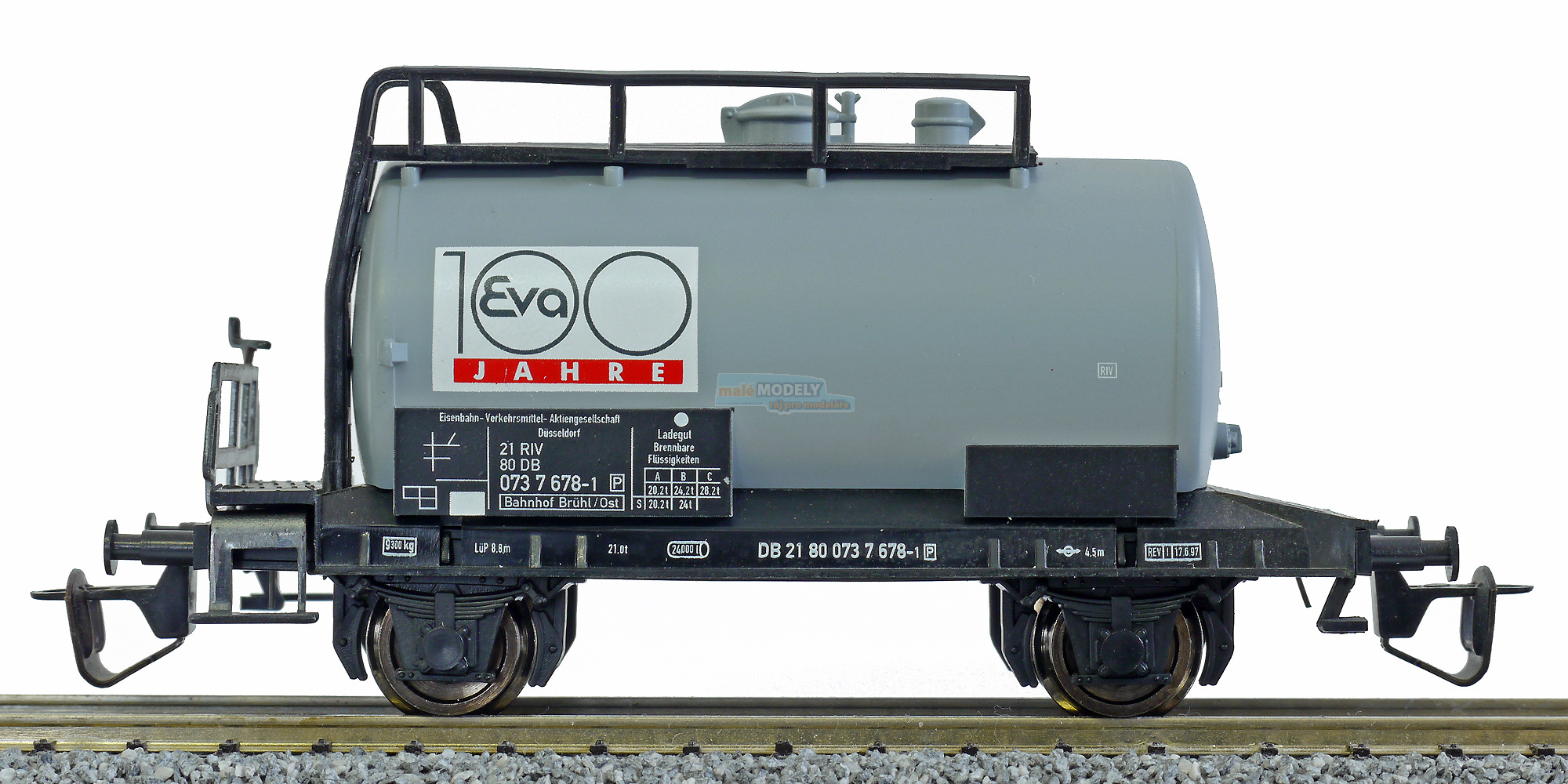 Cisternový vůz světle šedý s černým rámem 100 Jahre EVA