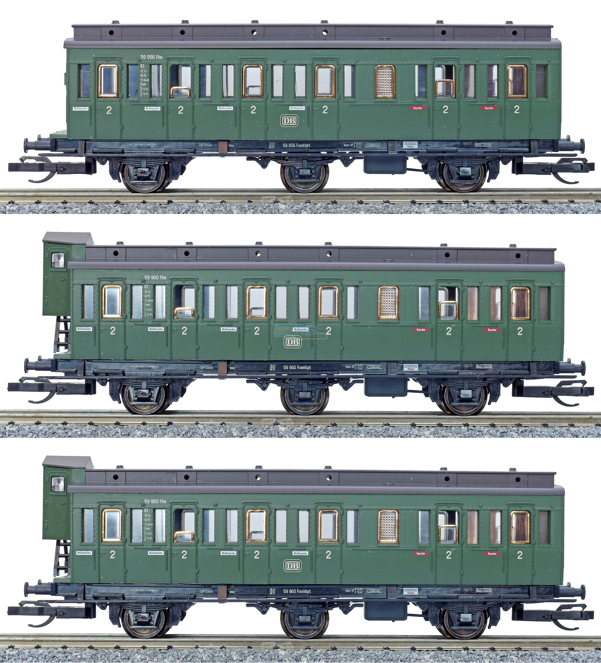 Set tří osobních ddílových vozů B3 (ex C3Pr11)