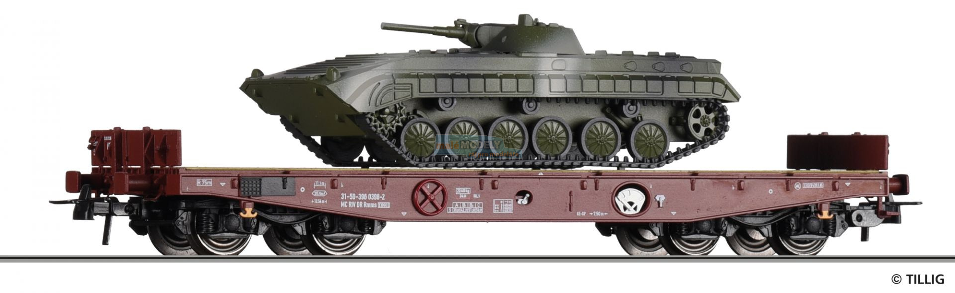 Plošinový vůz ložený tankem Panzer BMP-1, DR, IV