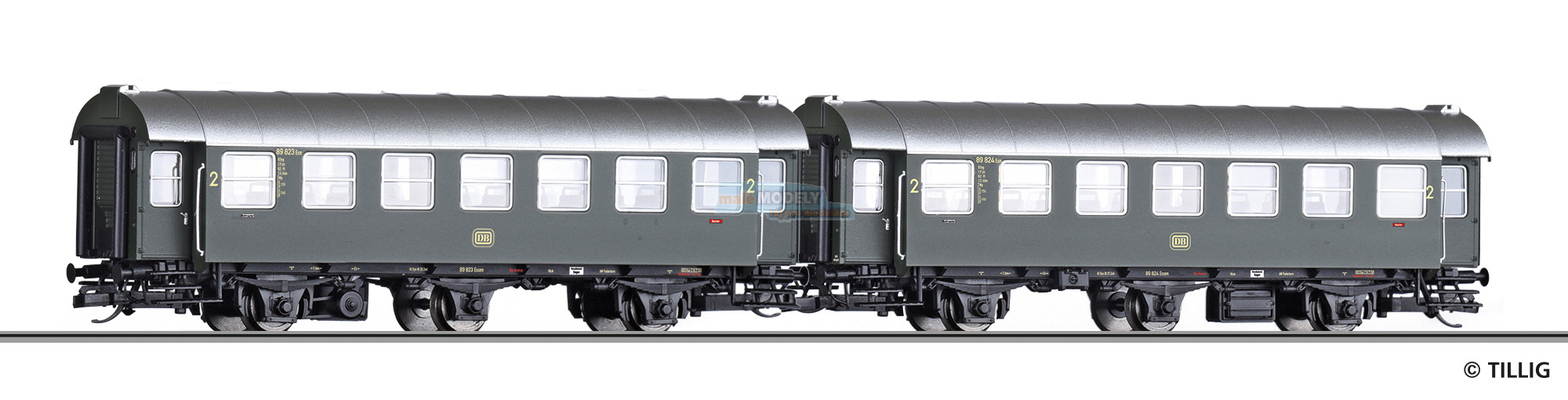 Reisezugwagen-Paar der DB, bestehend aus zwei 2. Klasse Reisezugwagen, Ep. III