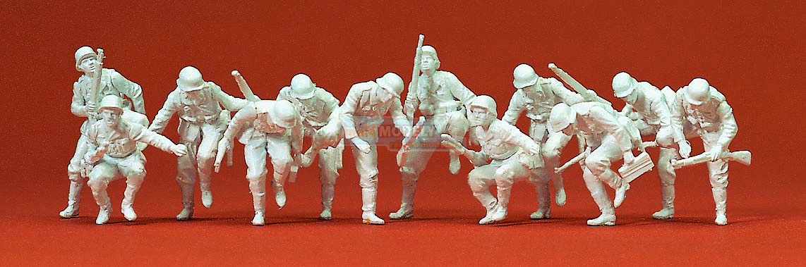 Absitzende Panzergrenadiere, nebarvené figurky (12 ks)