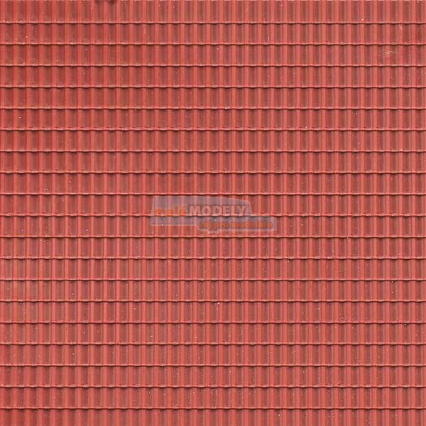 Dekor plast - Střešní krytina vlnovka červenohnědá, 10 x 20 cm