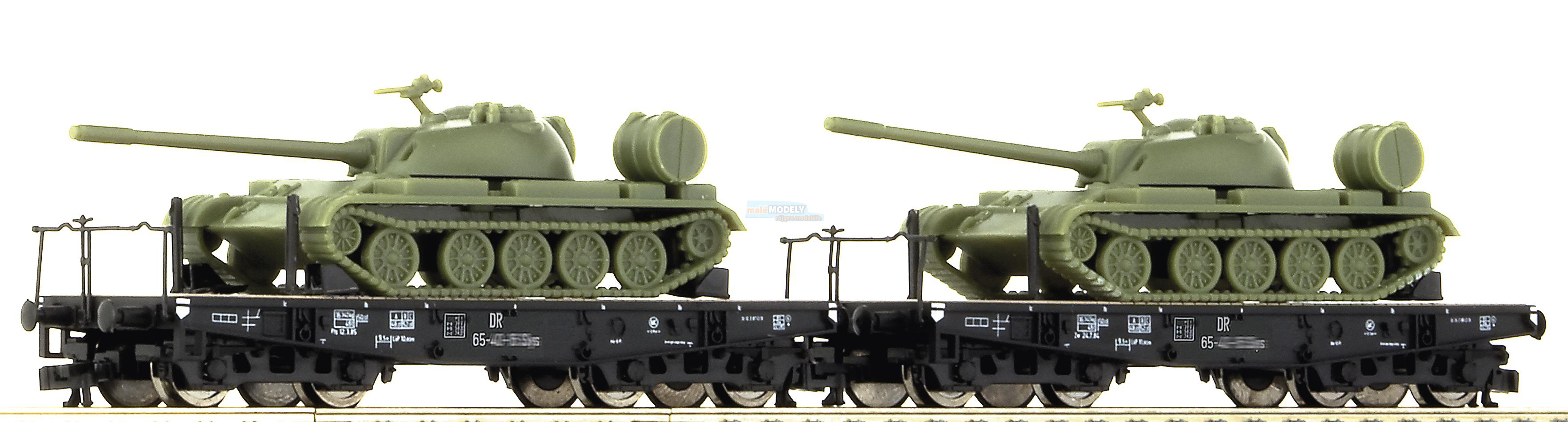 Set 2 plošinových vozů ložený tanky