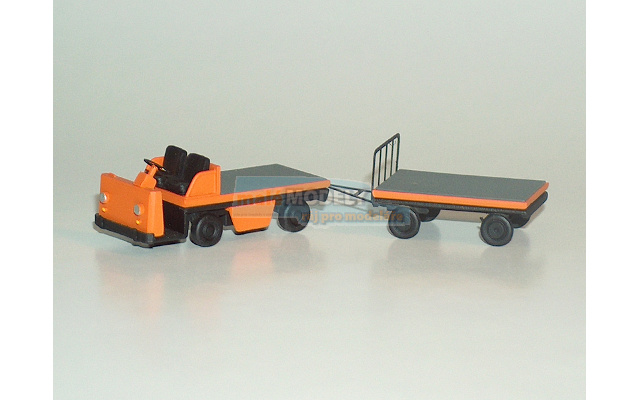 Plošinový vozík s přívěsem - oranžový