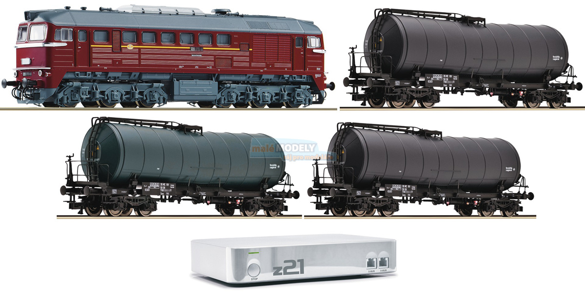 Digitální start set dieselové lokomotivy BR 120 a tří cisternových vozů - centrála z21
