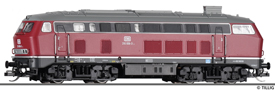 [Lokomotivy] → [Motorov] → [BR 218] → 04706: dieselov lokomotiva erven s edou stechou, ern rm a pojezd