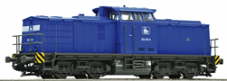 [Lokomotivy] → [Motorov] → [V 100] → 36351: dieselov lokomotiva modr s ernm rmem a pojezdem
