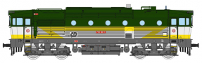 [Lokomotivy] → [Motorov] → [T478.3 „Brejlovec”] → 33323: dieselov lokomotiva zelen-bl se lutm bleskem