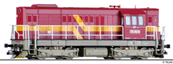 [Lokomotivy] → [Motorov] → [T466.2/T448.0] → 02755: dieselov lokomotiva erven s vstranm psem, ed rm a pojezd