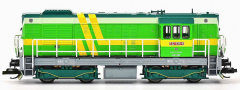 [Lokomotivy] → [Motorov] → [T466.2/T448.0] → 502079: dieselov lokomotiva v zelenm proveden se lutmi prouky, ed rm