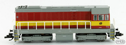 [Lokomotivy] → [Motorov] → [T458 (721)] → CD-721-152: dieselov lokomotiva erven s vstranm pruhem, ed stecha, rm a pojezd