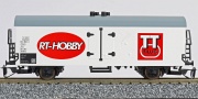 [Nkladn vozy] → [Kryt] → [2-os chladic, pivn a reklamn] → 14378: chladc vz bl s reklamnm potiskem „RT-Hobby“