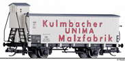 [Nkladn vozy] → [Kryt] → [2-os chladic] → 17391: chladc vz bl s edou stechou „UNIMA-Malzfabrik Kulmbach“