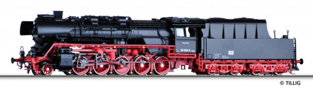 [Lokomotivy] → [Parní] → [BR 50] → 501923: parní lokomotiva černá s červeným pojezdem a s kouřovými plechy, plochá dyšna Giesl, inovovaný tendr