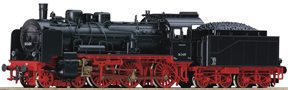 [Lokomotivy] → [Parní] → [BR 38] → 36051: parní lokomotiva černá s červeným pojezdem a kouřovými plechy