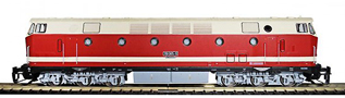 [Lokomotivy] → [Motorové] → [BR 119] → 71433: dieselová lokomotiva červená-slonová kost s pruhem, černý rám, šedý pojezd