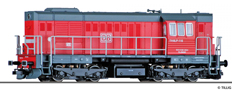 [Lokomotivy] → [Motorové] → [T466.2/T448.0] → 02754: dieselová lokomotiva červená s šedou střechou a rámem, černý pojezd