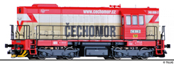 [Lokomotivy] → [Motorové] → [T466.2/T448.0] → 02758: dieselová lokomotiva s reklamou „ČECHOMOR“