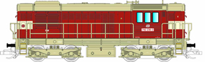 [Lokomotivy] → [Motorové] → [T466.2/T448.0] → 501826: dieselová lokomotiva červená-krémová střecha, rám a pojezd