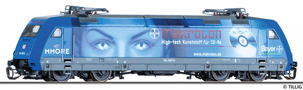 [Lokomotivy] → [Elektrické] → [BR 101] → 02303: elektrická lokomotiva v modrém reklamním nátěru „Makrolon“