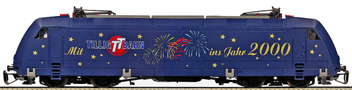[Lokomotivy] → [Elektrické] → [BR 101] → 01343: elektrická lokomotiva v modrém reklamním nátěru „Tillig Millenium Set“