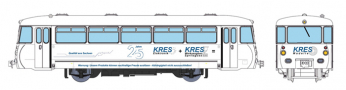 [Lokomotivy] → [Motorové vozy a jednotky] → [BR 172] → 51001300: motorový vůz bílý s reklamním potiskem „Jubiläumsmodell 25 Jahre KRES“