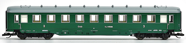 [Osobní vozy] → [Rychlíkové] → [typ 38] → 501909: osobní vůz zelený s šedou střechou 3. tř.