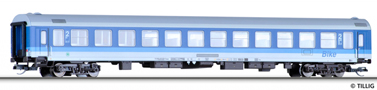 [Osobní vozy] → [Rychlíkové] → [typ m] → 501470: rychlíkový vůz modrý-bílý s šedou střechou 2.tř. a s oddílem na kola