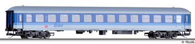 [Osobní vozy] → [Rychlíkové] → [typ m v barvách InterRegio] → 13524: modrý-bílý v barevném chematu s oddílem na kola „InterRegio“ 2. tř.
