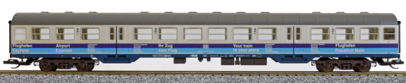 modrý-bílý-šedý 2. tř. Airport Express „Ihr Zug zum Flug“, typ Bnrzb <sup>728</sup>
